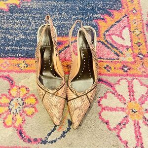 EUC Vintage Impo Snakeskin Peeptoe Pumps 7.5